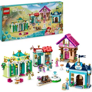 LEGO Disney Princess: Disney Prinzessinnen Abenteuermarkt, Haus-Spielzeug mit 4 Puppen inkl. Cinderella und Arielle, Spielset mit Schatzkarte, Gesc...