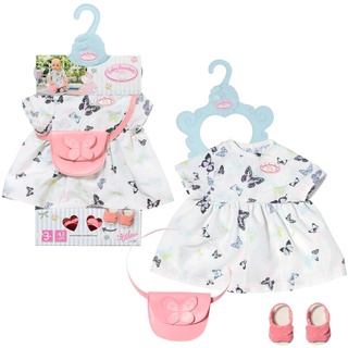 Baby Annabell Deluxe Kleid Set, Schmetterlingskleid mit Tasche und Schuhen für 43 cm Puppen, 706701 Zapf Creation