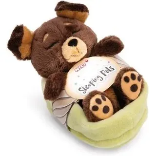 NICI 49748 Kuscheltier Sleeping Pets brauner Hund 12cm im grünen Körbchen GREEN