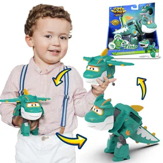 Super Wings Tino Dinosaur 5' Transforming Character Easy Transformation Preschool Kids Gift Toys for 3+ Year Old Boy Girl, Green