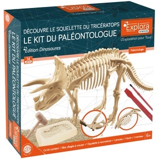 EXPLORA - Triceratops - Paläontologen-Set - 039399 - Ausgrabungs-Gips - Dinosaurier - Entdeckungs-Set - Kinderspiel - Wissenschaftlich - Bildend - Abenteuer - Spaß - Spielzeug - Ab 6 Jahren