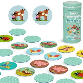 boppi Memory-Spiel - Spiel für Kleinkinder Bauernhof Tiere Spielzeug Fesselndes Pädagogisches Montessori-Gedächtnisspiel - Der Spieleklassiker für Kinder ab 3 Jahre