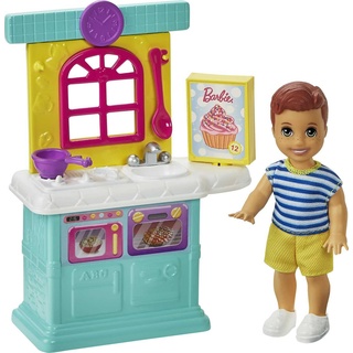 Barbie GRP16 - Skipper Babysitters Inc. Zubehörset mit kleiner Puppe, Küchen-Spielset und 3 Zubehörteilen, Spielzeug ab 3 Jahren