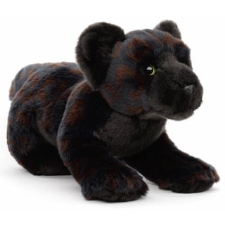 Uni-Toys Kuscheltier Schwarzer Panther, sitzend - 31 cm (Länge) - Plüschtier, zu 100 % recyceltes Füllmaterial