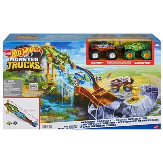Mattel® Spielzeug-Auto Mattel HJG32 - Hot Wheels - Monster Trucks - Spieset, Rennstrecke + 2 bunt