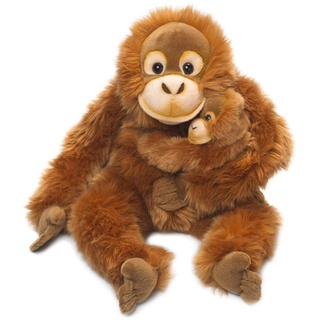 WWF WWF16112 World Wildlife Fund Plüsch Orang-Utan Mutter mit Baby, realistisch gestaltetes Plüschtier, ca. 25 cm groß und wunderbar weich, braun