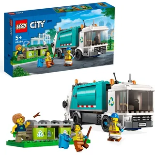 LEGO 60386 City Müllabfuhr, Müllwagen Spielzeug mit Mülltonnen für Kinder ab 5 Jahren, Lern- und Sortierspielzeug, Serie Nachhaltiges Leben - Beige