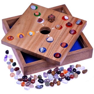 LOGOPLAY Big Hole - Pig Hole - Würfelspiel - Gesellschaftsspiel - Brettspiel aus Holz mit Edelsteinen