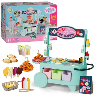 BABY born Snack Shop, Essensstand für Puppen mit Soundeffekten, 25 Verschiedene Fastfood-Snacks, 835883 Zapf Creation