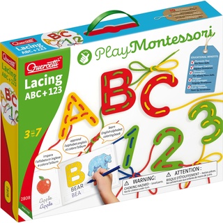 Quercetti Montessori Fädelspiel ABC + 123