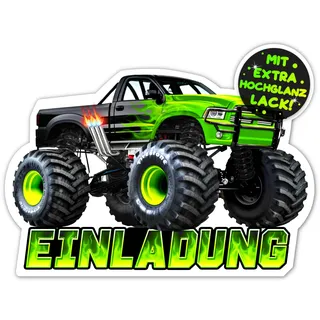 12x Monstertruck EINLADUNGSKARTEN KINDERGEBURTSTAG Junge Mädchen - die Monster Truck PARTY Karten sind die Monstertruck EINLADUNG für Jungen Kinder GEBURTSTAG Auto GEBURTSTAGSPARTY Spielzeug Go-Kart