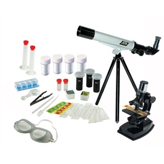 Edu-Toys Teleskop und Mikroskop Set für den Einstieg in Kosmos und Mikrokosmos Kindermikroskop (20x-40x)