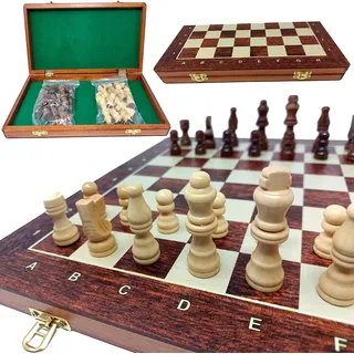 ChessEbook Schachspiel - Hochwertiges Schachbrett aus Holz 35 x 35 cm - Schachset - Schach - Chess Board Set - Klappbar