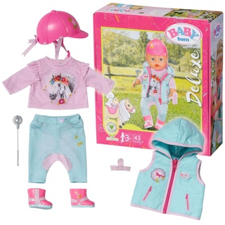 BABY born Deluxe Reiter-Outfit mit Hose, Stiefeln und Helm für 43 cm Puppen, 831175 Zapf Creation