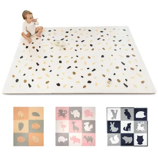 Stylische Puzzlematte Baby 1,8x1,2m Konfetti – 6 XXL-Platten à 60x60cm – 20% dickere & weichere Spielmatte – schadstofffreie, geruchlose, Pflegeleichte Baby Krabbelmatte – plastikfreie Verpackung