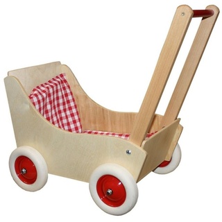 Holz-Wenzel Puppenwagen Holz Puppenwagen Laura mit Garnitur, Holzspielzeug, Wagen für Puppe bunt