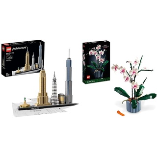LEGO 21028 Architecture New York City Set, Skyline-Modellbausatz & Icons Orchidee, Künstliche Pflanzen Set mit Blumen, Modellbausatz