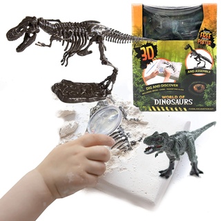 AMLI Spielzeug Ausgrabungsset Dinosaurier Skelett - Dino Archäologie Spiel Set für Kinder | Realistisches 3D Skelett inkl. Dino Figur | Dinoknochen zum ausgraben und zusammenbauen als Deko (Mix)