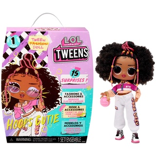 LOL Surprise Tweens Puppe- 15 Überraschunge mit Mode, Zubehör, Haarbürste, Kleiderbügel, Puppenständer und mehr - Tolles Geschenk für Kinder - Hoops Cutie