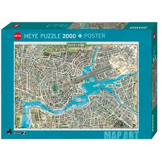 Heye 2000 Teile Puzzle - City of Pop - Map Art