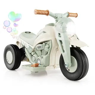 COSTWAY Elektro-Kindermotorrad 6V Elektromotorrad, mit Seifenblasenmaschine beige