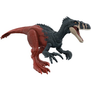 Mattel Jurassic World: Ein neues Zeitalter Roar Strikers Megaraptor Dinosaurier-Actionfigur, brüllender Sound, Sprungangriff, physisches und digitales Spiel, ab 4 Jahren HGP79