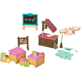 Li’l Woodzeez 20-teilig Klassenzimmer und Schulhof Zubehör Set – Tafel, Rutsche und mehr – Tierfiguren Accessoire Spielzeug für Kinder ab 3 Jahren