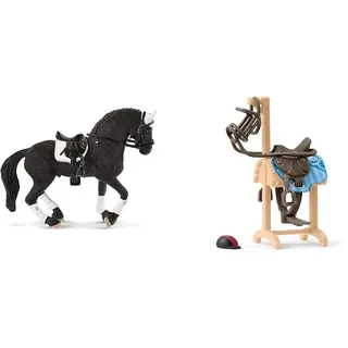 SCHLEICH Horse Club 42457 4-TLG Turnier Reithengst Spielset & 42613 Accessoires Pferdetransporter, ab 5 Jahren, Horse Club - Spiel-Zubehör, 9 x 5 x 14 cm