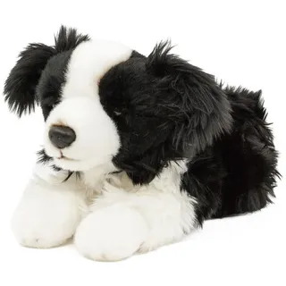 Kuscheltier Hund Border Collie 30 cm liegend schwarz/weiß Plüschhund