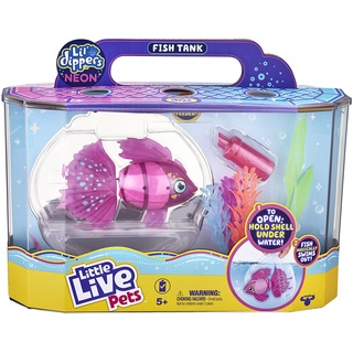 Little Live Pets Lil' Dippers S3 neon playset, Toy Fish and Fishtank, Interactive, Animated Electronic Toy, Lifelike Swimming Movement, As seen on TV!