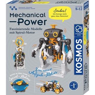 Kosmos ‎620783 Mechanical Power, Entdecke spielerisch Mechanik, Bausatz mit Spiral-Motor für Rennauto, Roboter und Timer, Experimentierkasten für Kinder ab 8-12 Jahre Bunt