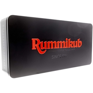 IDEAL | Rummikub Black Edition: Luxusversion von Rummikub, mit Spielmatte und Präsentationsgeschenkdose | Familienstrategiespiele | Klassische Spiele | für 2-4 Spieler | ab 7 Jahren