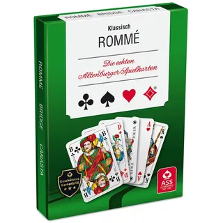 Ass Altenburger 22570071 Kartenspiel Rommé in Stülpschachtel, auch für Bridge und Canasta, französisches Bild, 10 years to 99 years, Weiß