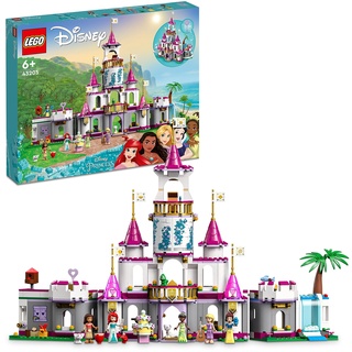 LEGO 43205 Disney Princess Ultimatives Abenteuerschloss, Prinzessinnen-Schloss-Spielzeug, baubares Haus mit Mini-Puppen wie Ariel, Vaiana, Tiana, Geschenk für Mädchen und Jungen