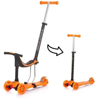 Chipolino Kinderroller 3 in 1 Multi Plus 3 Räder, Laufrad, Roller, LED-Lichter, Farbe:orange