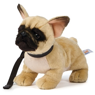 Uni-Toys - Französische Bulldogge (beige) - Mit Leine - 26 cm (Länge) - Plüsch-Hund - Plüschtier, Kuscheltier