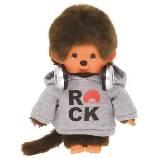 BANDAI - Monchhichi - Plüschtier Monchhichi Rock - Ikonisches Affenkuscheltier der 80er Jahre, Superweiches Kuscheltier 20 cm für Kinder - Spielzeug für Kinder ab 2 Jahren - SE25283