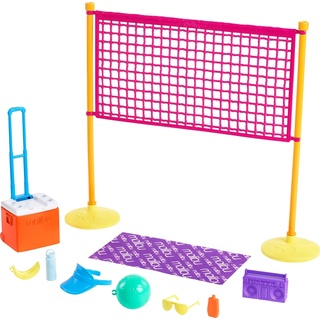 Barbie GYG18 - Loves the Ocean Volleyballspaß Spielset mit Volleyballnetz und Zubehör aus recyceltem Kunststoff, Spielzeug Geschenk für Kinder von 3 bis 7 Jahren
