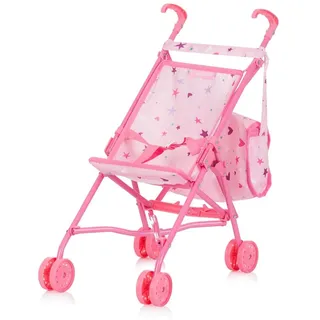 Chipolino Puppen-Zubehör-Set 3in1 Trixy Buggy Hochstuhl Tasche Laufstall faltbar rosa Sterne