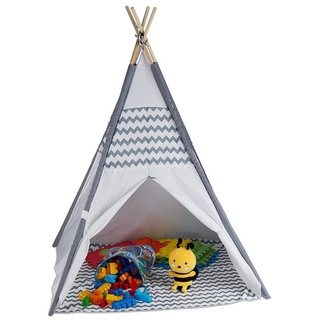 relaxdays Tipi-Zelt Tipi Zelt für Kinder braun|grau