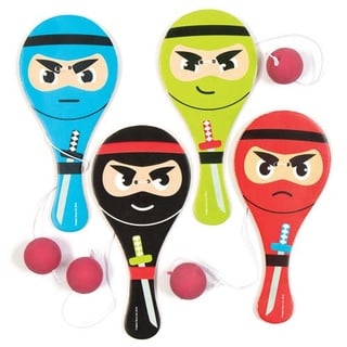 4 x Paddleballschläger "Ninjas" | Mitgebsel