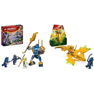 LEGO NINJAGO Jay Battle Mech, Ninja-Spielzeug & NINJAGO Arins Drachengleiter, Ninja-Set mit Drachen-Spielzeug und Figuren inkl. Arin-Minifigur mit Mini-Katana