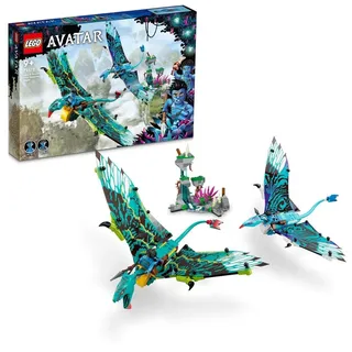 LEGO Avatar Jake und Neytiris erster Flug auf einem Banshee, Pandora Film Set mit Banshees, Minifiguren und im Dunkeln leuchtenden Elementen 75572