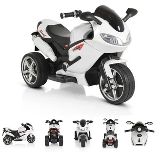 Moni Elektro-Kindermotorrad Elektromotorrad Comet HZBB-1188, Belastbarkeit 30 kg, drei Räder Musik, MP3, Rückwärtsgang weiß