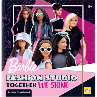 Lisciani - Barbie - Skizzenbuch Set Wir Glänzen - Modestudio - Models zum Anziehen - Kreatives Spiel - Supermodische Kleidung - Farbmarker - Für Mädchen ab 4 Jahren