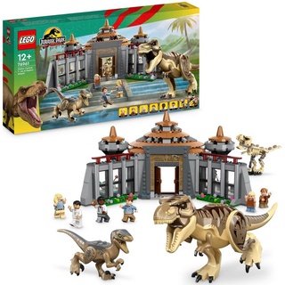 LEGO® Konstruktionsspielsteine Angriff des T. rex und des Raptors aufs Besucherzentrum (76961), (693 St), LEGO® Jurassic Park; Made in Europe bunt