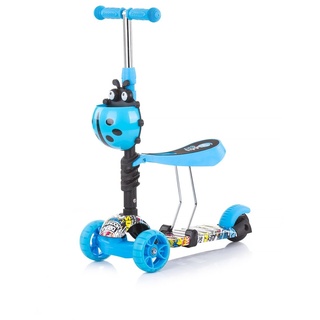 Chipolino Kinderroller, Rutscher Kiddy 2 in 1 Höhe einstellbar 3 Räder mit Licht blau Rennfahrer