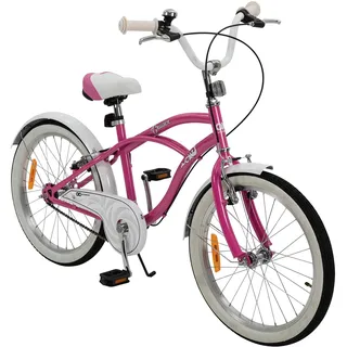 Actionbikes Kinderfahrrad Cruiser 20 Zoll, Rosa/Türkis, verstellbar, Seitenständer, V-Brake-Bremsen (Rosa)