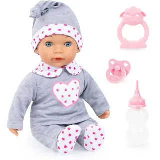 Bayer Design 93809AL Babypuppe Tears Baby, weint echte Tränen, Babylaute, grau, rosa