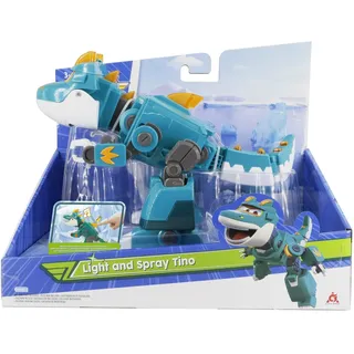 Super Wings EU760437 - Light and Spray Tino, ca. 23 cm große Dino-Figur mit Licht- und Soundeffekten, inkl. Spray-Funktion, für Kinder ab 3 Jahren